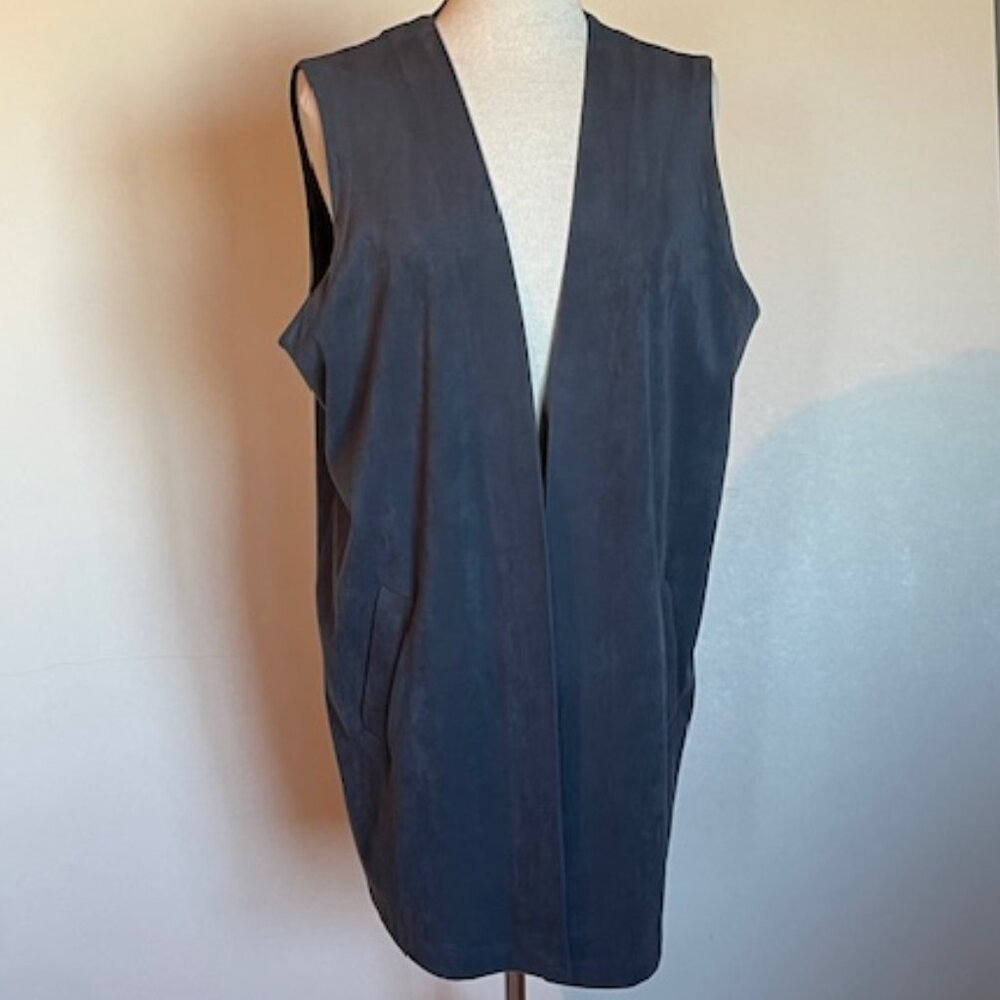 Soft Surroundings Faux Suede Dusty Blue Vest PXL